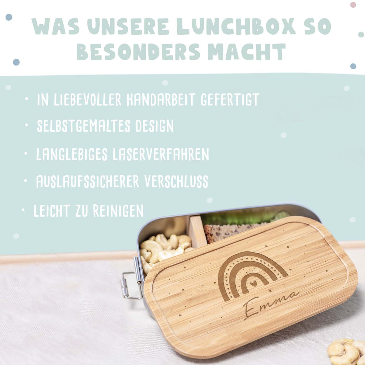 Lunchbox „Regenbogen“ personalisiert Gravur