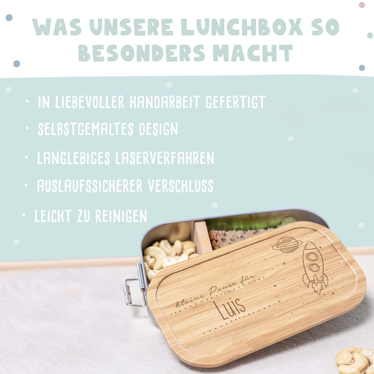Lunchbox „Weltall“ personalisiert Gravur
