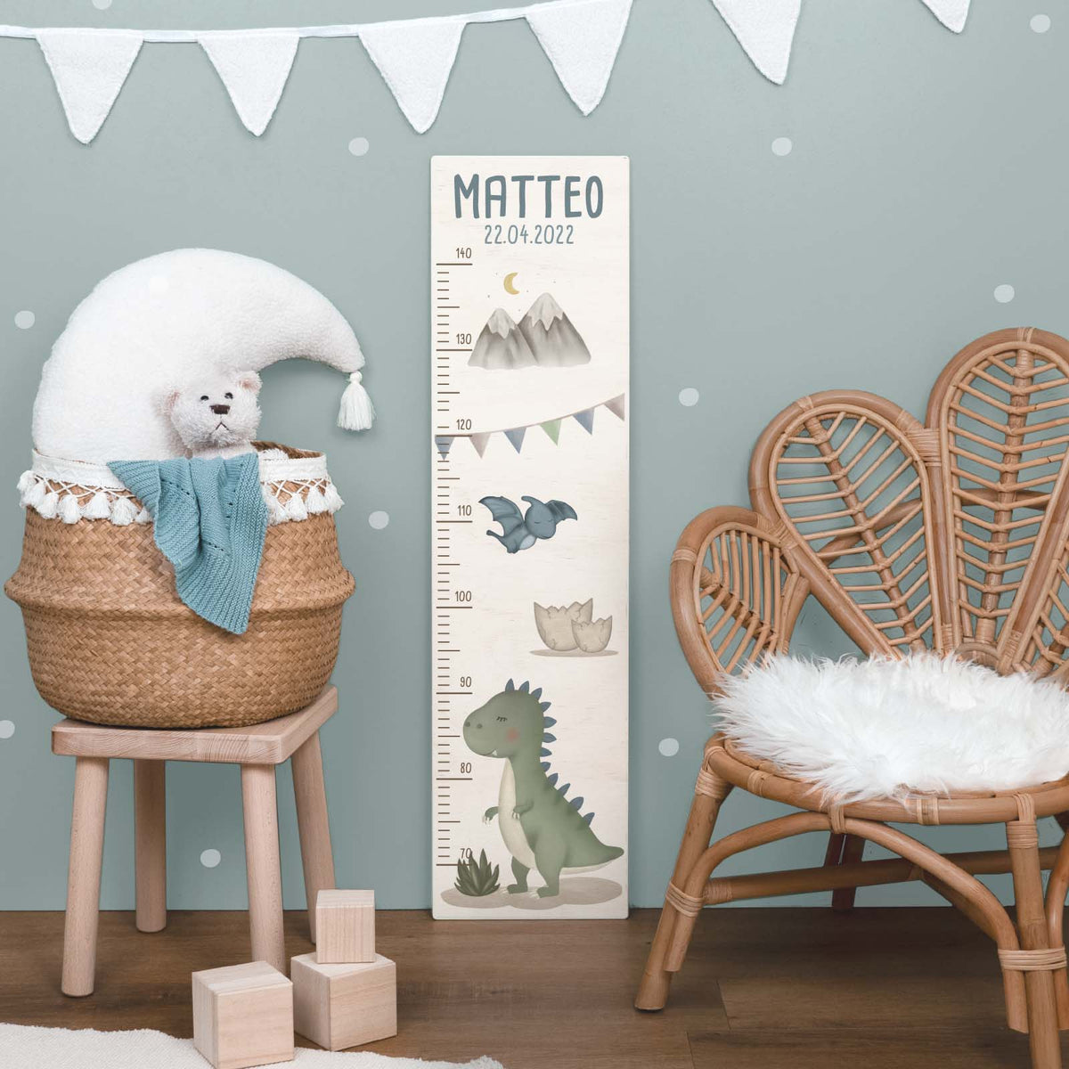 Bunte Messlatte für Kinder T-Rex