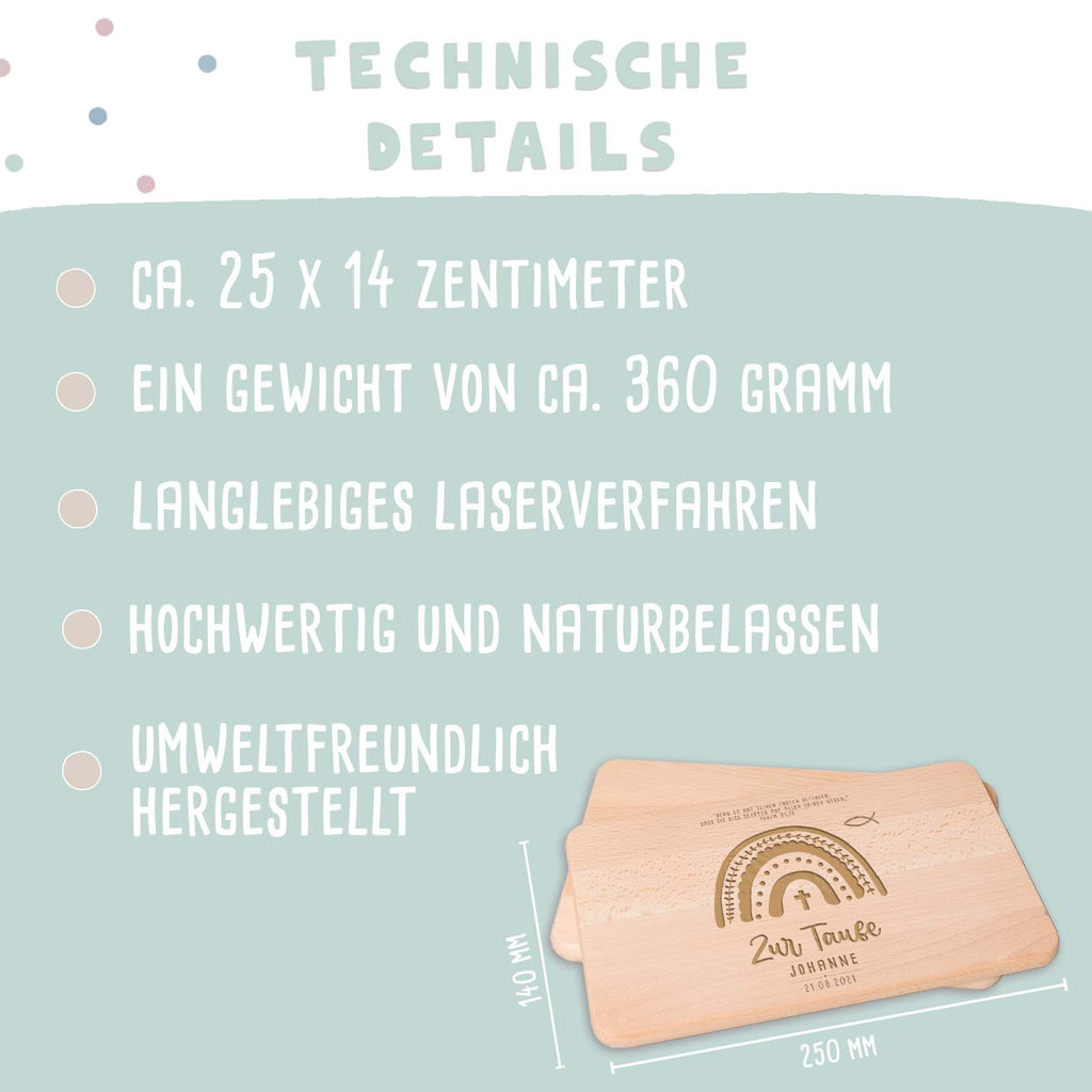 Frühstücksbrettchen Taufgeschenk "Regenbogen"