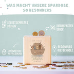 Personalisierte Holzspardose Taufgeschenk "Arche Noah" Aquarell