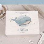 Erinnerungsbox Taufgeschenk "Wal" Aquarell