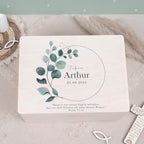Erinnerungsbox Taufgeschenk "Eukalyptus" Aquarell