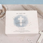 Erinnerungsbox Taufgeschenk "Kreuz Blau" Aquarell