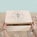Erinnerungsbox Taufgeschenk "Kreuz Mint" Aquarell