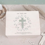 Erinnerungsbox Taufgeschenk "Kreuz Mint" Aquarell