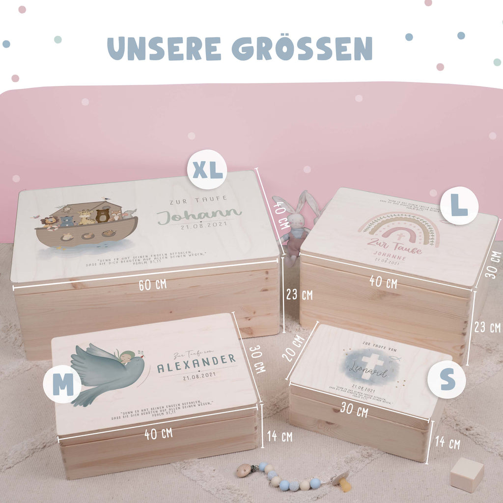Erinnerungsbox Taufgeschenk "Kreuz Rosa" Aquarell