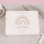 Erinnerungskiste „Regenbogen Rosa“ personalisiert Aquarell-Druck