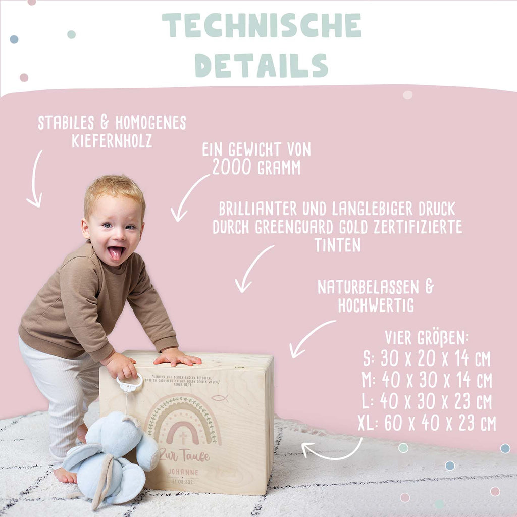 Erinnerungskiste „Regenbogen Rosa“ personalisiert Aquarell-Druck