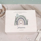 Erinnerungsbox Taufgeschenk "Regenbogen mit Taube" Aquarell