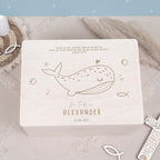 Erinnerungsbox Taufgeschenk "Wal" Gravur