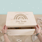Erinnerungsbox Taufgeschenk "Regenbogen" Gravur
