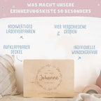 Erinnerungsbox Taufgeschenk "Blumenkranz" Gravur