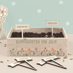 Saatgut Anzuchtset - Mini Garten Starter Kit mit personalisierter Holzkiste Aquarell