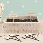 Saatgut Anzuchtset - Mini Garten Starter Kit mit personalisierter Holzkiste Aquarell
