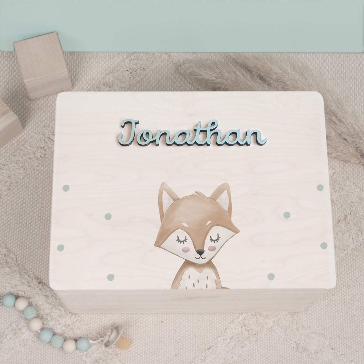 Erinnerungsbox 3D-Name "Fuchs" Aquarell