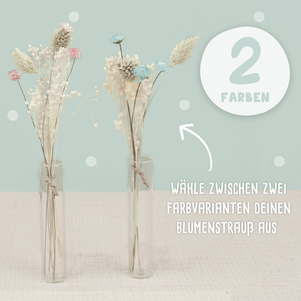 Trockenblumen/Blumenstrauß als Geburtstagsteller-Ergänzung