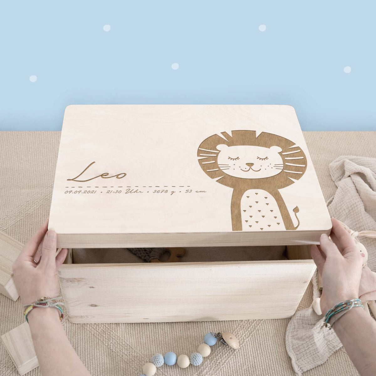 Erinnerungsbox „Löwe“ personalisiert Gravur