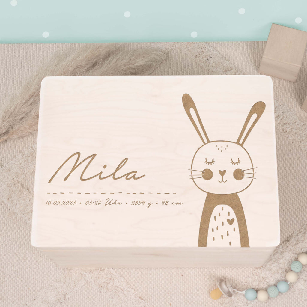 Erinnerungskiste „Hase“ personalisiert Gravur