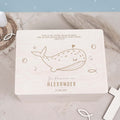 Erinnerungsbox Geschenk zur Kommunion "Wal" Gravur