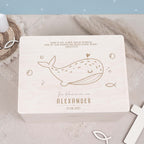 Erinnerungsbox Geschenk zur Kommunion "Wal" Gravur
