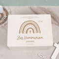 Erinnerungsbox Geschenk zur Kommunion "Regenbogen" Gravur