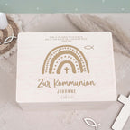 Erinnerungsbox Geschenk zur Kommunion "Regenbogen" Gravur