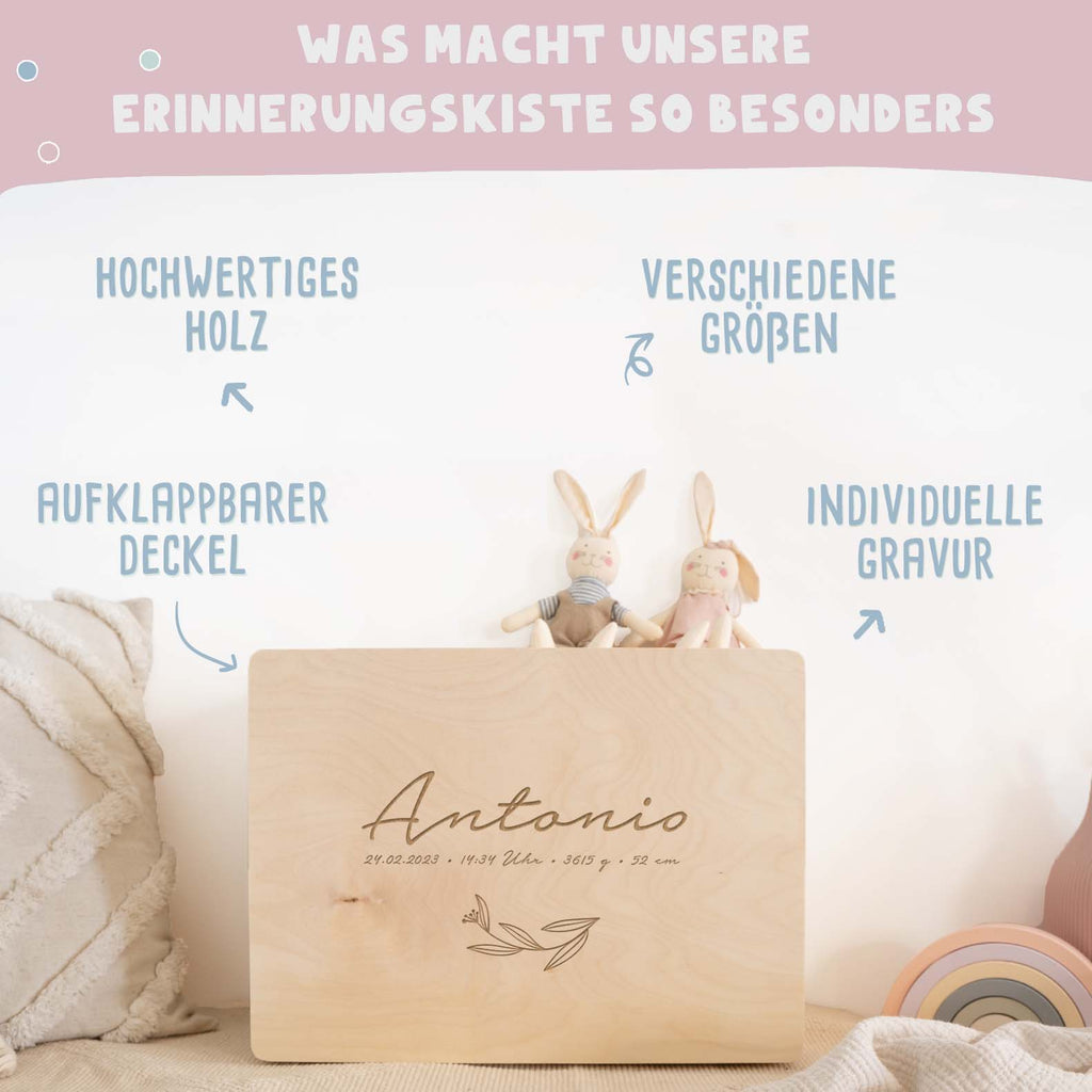 Erinnerungskiste „Blätter“ personalisiert Gravur