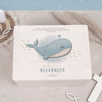 Erinnerungsbox Geschenk zur Kommunion "Wal" Aquarell