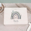 Erinnerungsbox Geschenk zur Kommunion "Regenbogen mit Taube" Aquarell
