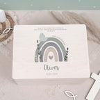 Erinnerungsbox Geschenk zur Kommunion "Regenbogen mit Taube" Aquarell