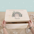 Erinnerungsbox Geschenk zur Konfirmation "Regenbogen mit Taube" Aquarell