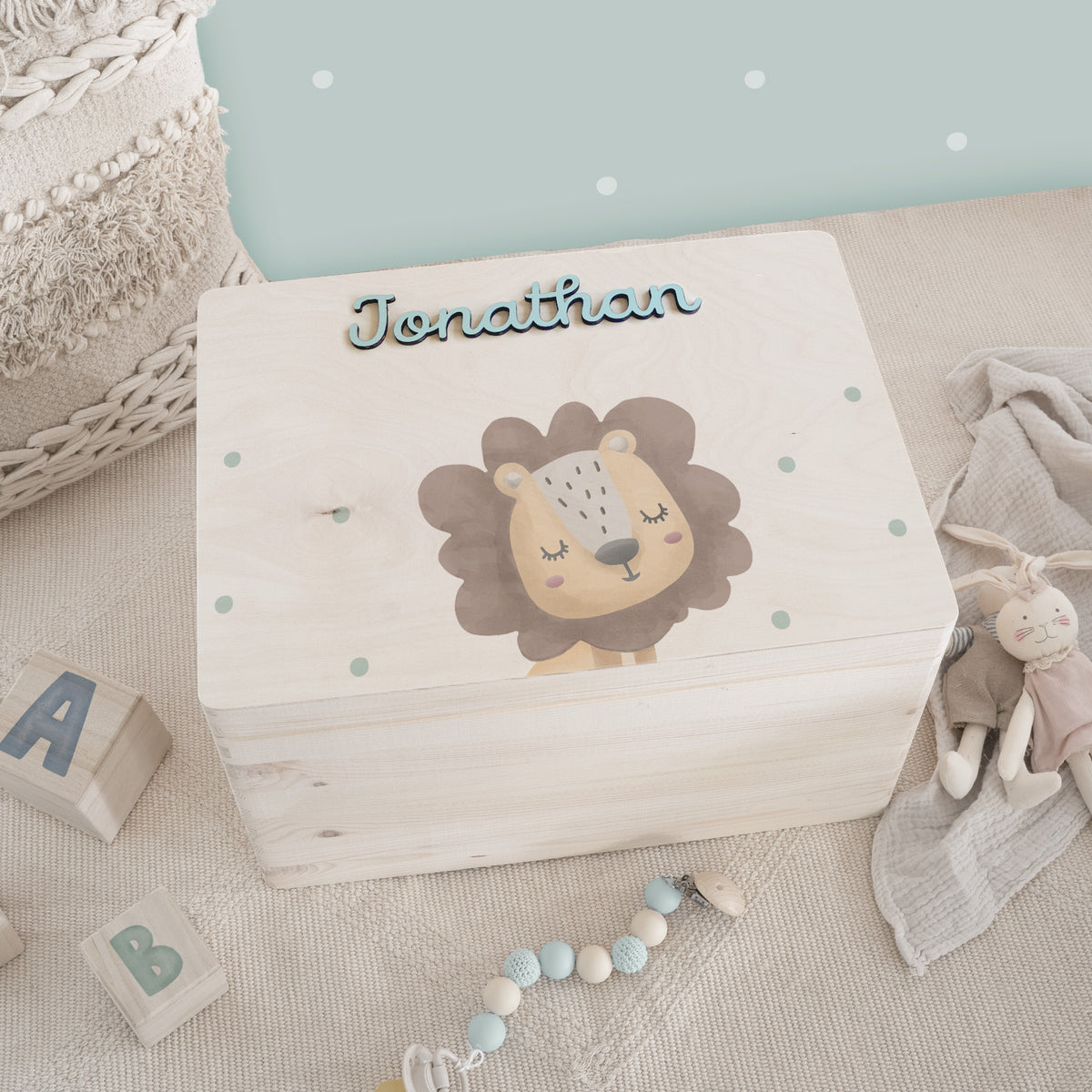 Erinnerungsbox 3D-Name "Löwe" Aquarell
