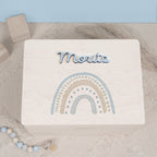 Erinnerungsbox 3D-Name "Regenbogen Blau" Aquarell