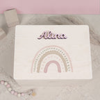 Erinnerungsbox 3D-Name "Regenbogen Rosa" Aquarell