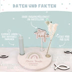 Personalisierter Taufteller "Regenbogen Rosa" mit Vase & Wunsch-Holzaufsteller