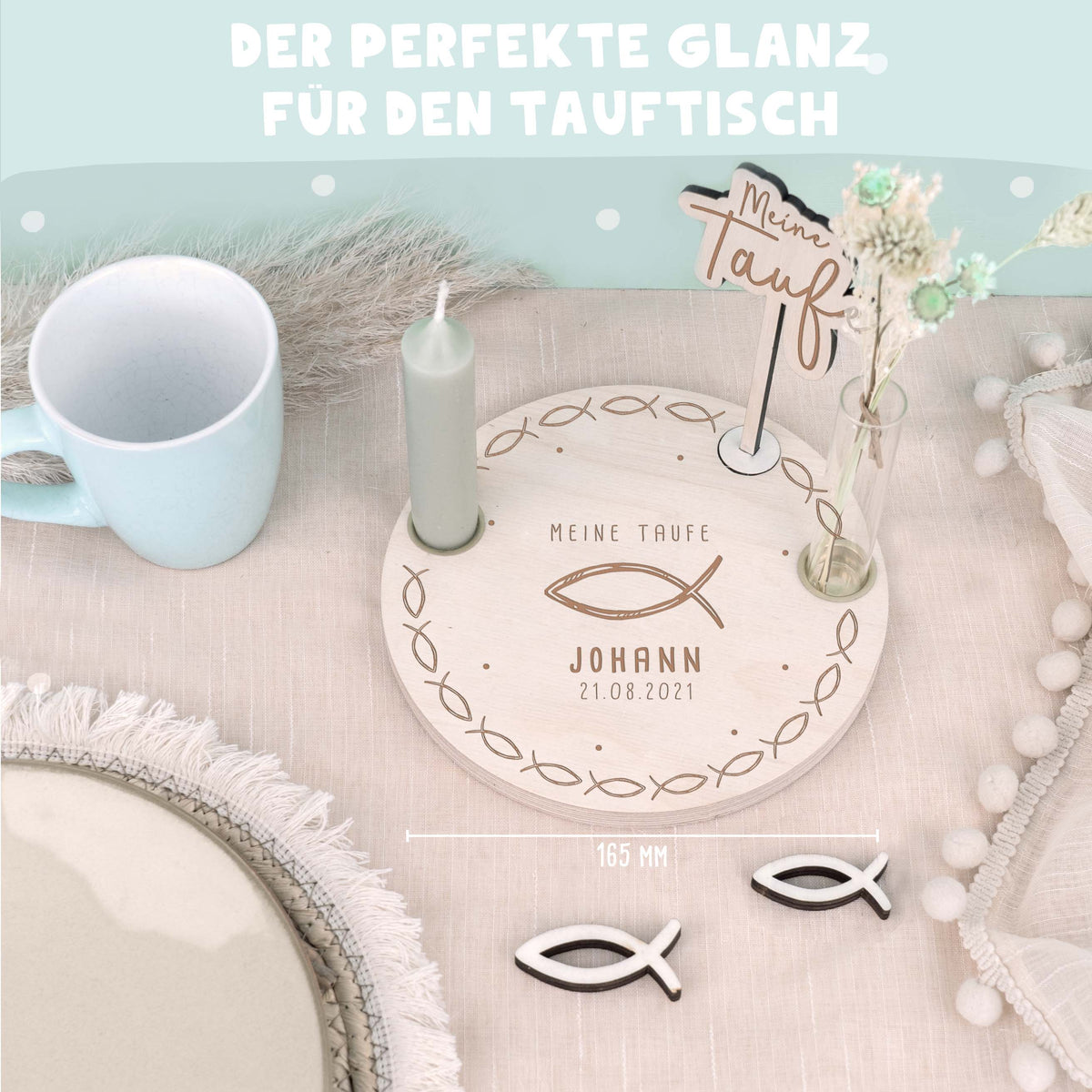 Taufteller „Fisch“ personalisiert Gravur
