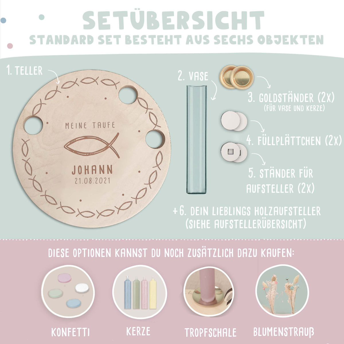 Taufteller „Fisch“ personalisiert Gravur