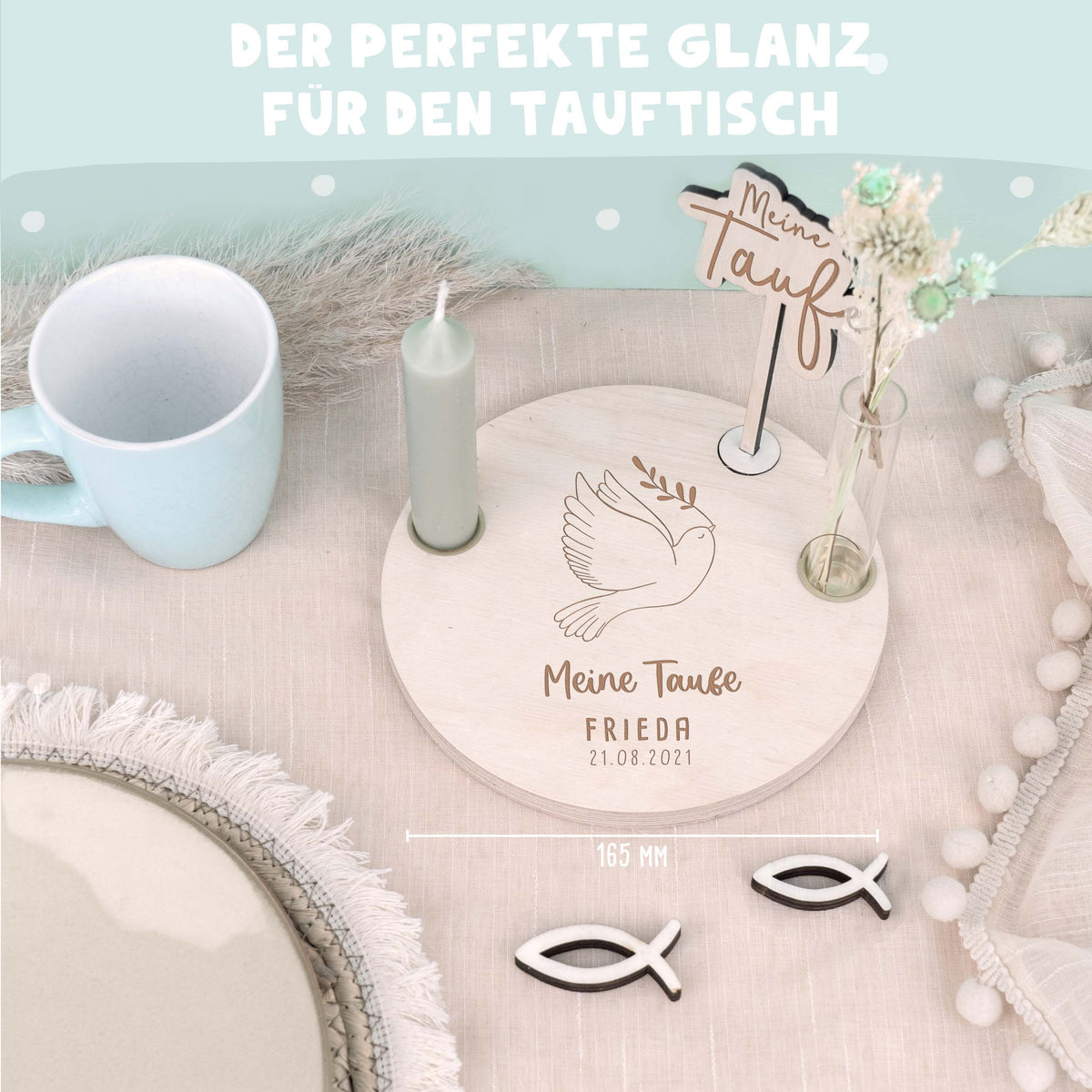 Taufteller „Taube“ personalisiert Gravur