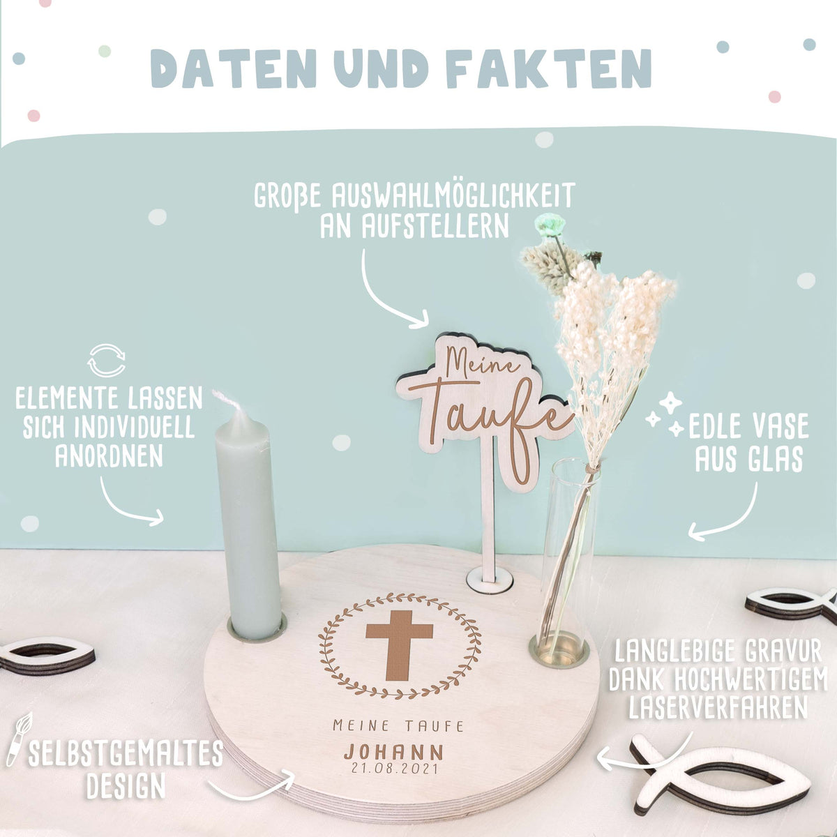 Taufteller „Kreuz“ personalisiert Gravur