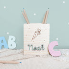 Personalisierter Stiftehalter "Schultüten"-Gravur mit 3D-Name