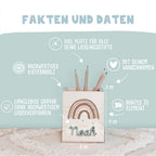 Personalisierter Stiftehalter "Regenbogen"-Gravur mit 3D-Name