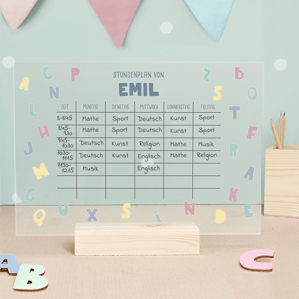 Personalisierter Stundenplan Transparent - abwischbar - mit Stift