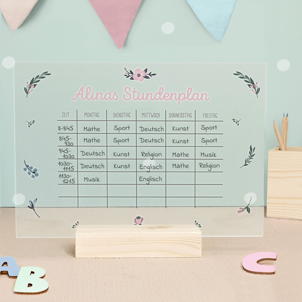 Personalisierter Stundenplan Transparent - abwischbar - mit Stift