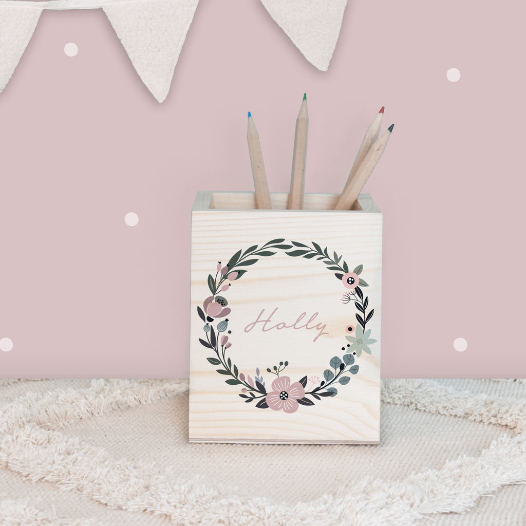 Einschulungs-Set Zeugnismappe und Stiftehalter "Blumenkranz"