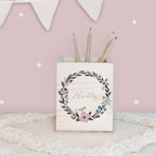 Einschulungs-Set Zeugnismappe und Stiftehalter "Blumenkranz"