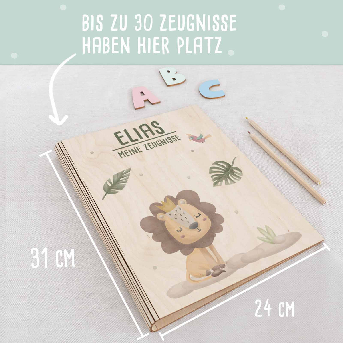 Einschulungs-Set Zeugnismappe und Stiftehalter "Löwe"