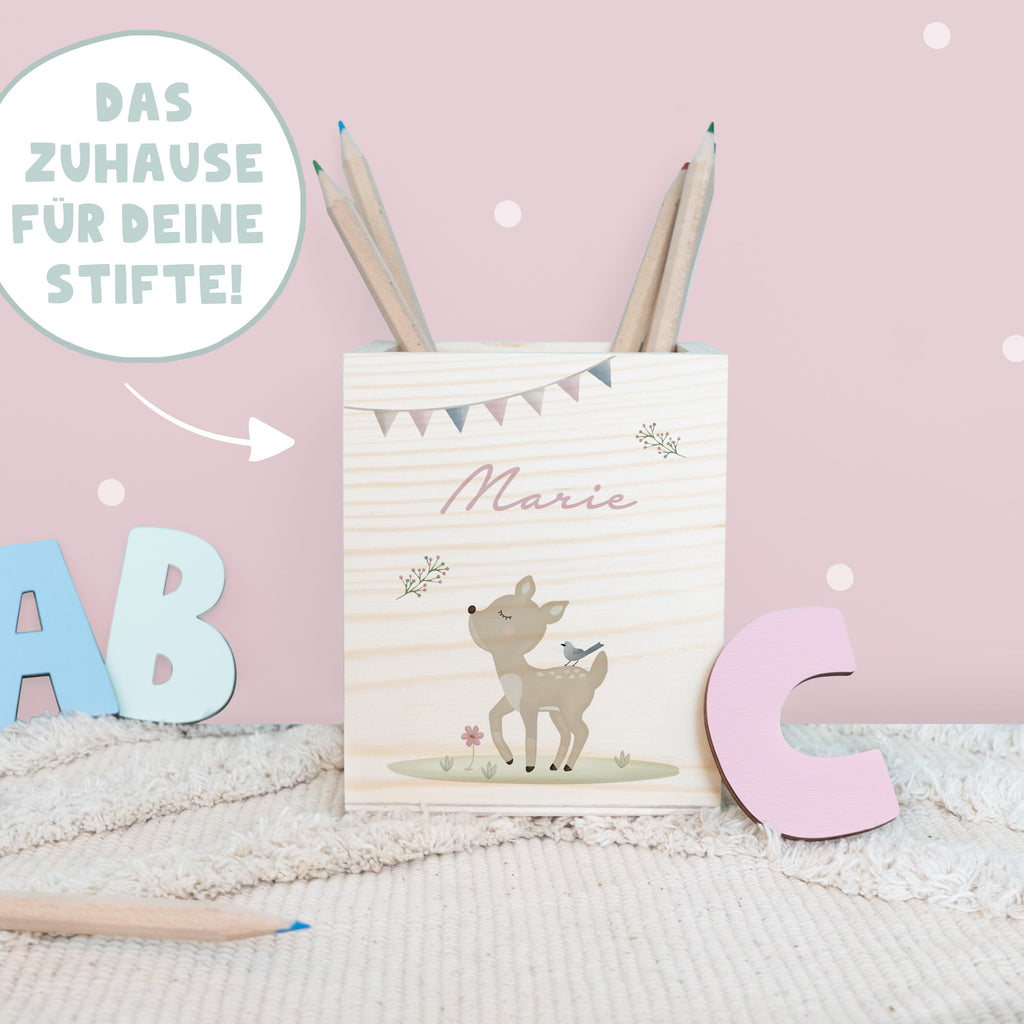 Einschulungs-Set Zeugnismappe und Stiftehalter "Reh"