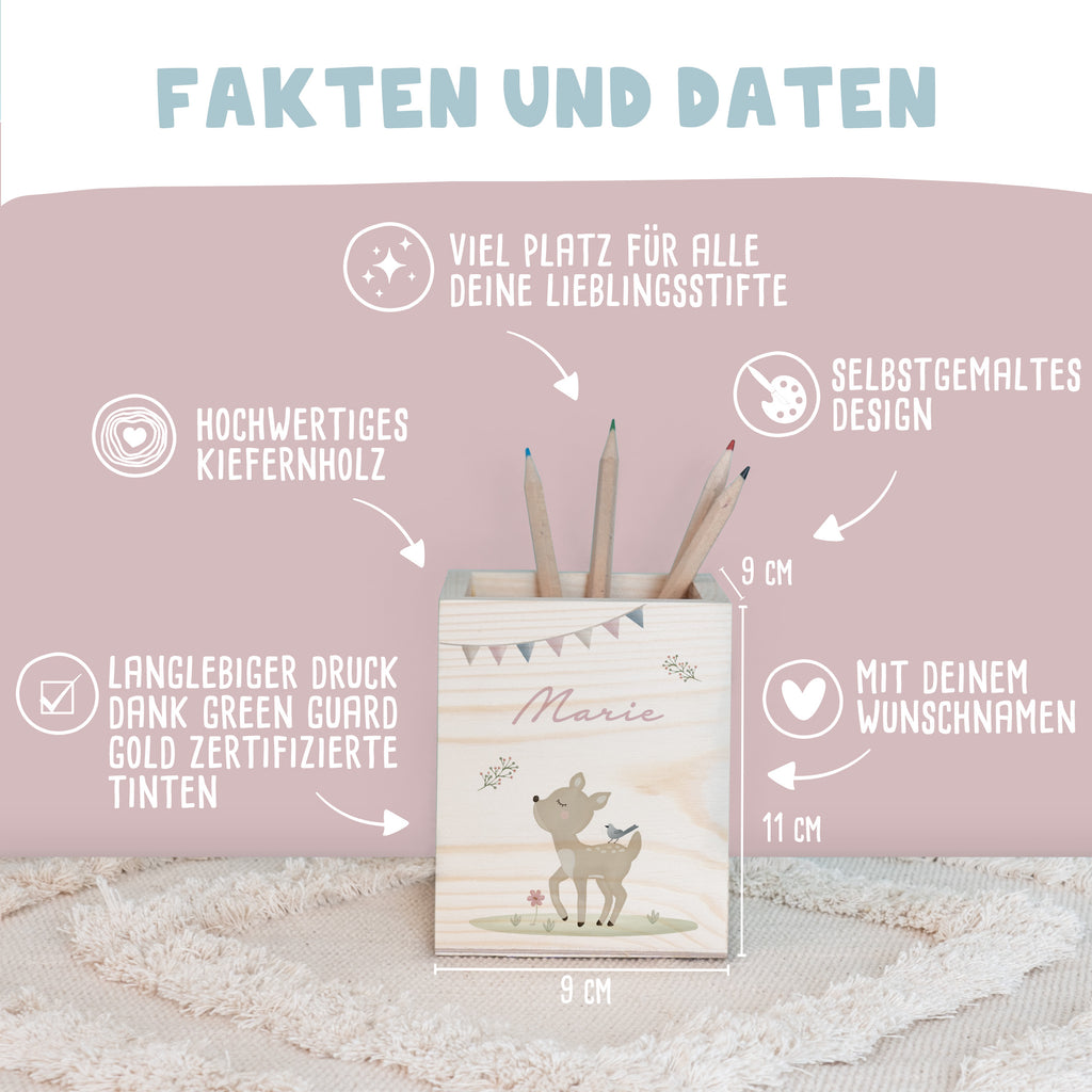 Einschulungs-Set Zeugnismappe und Stiftehalter "Reh"