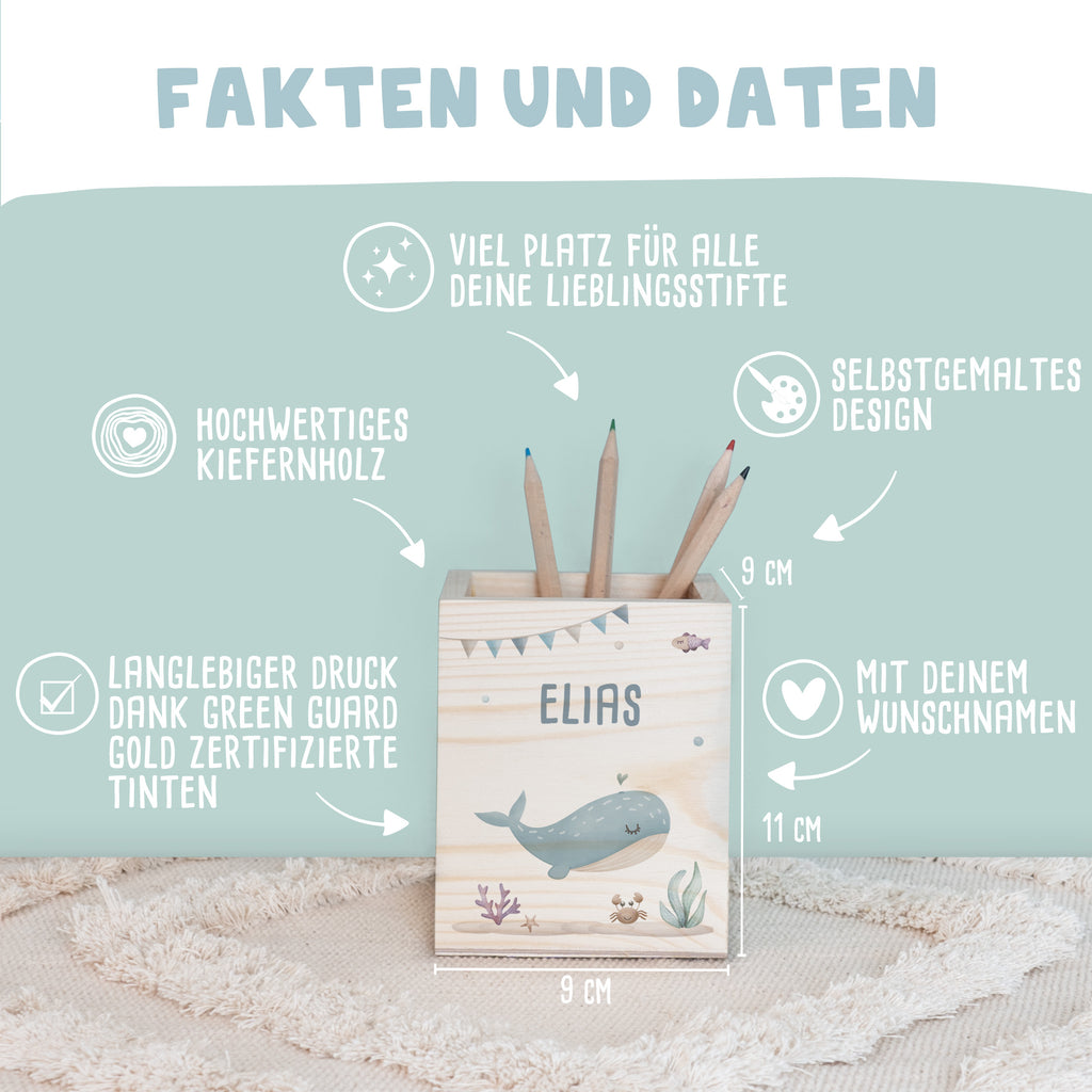 Einschulungs-Set Zeugnismappe und Stiftehalter "Wal"